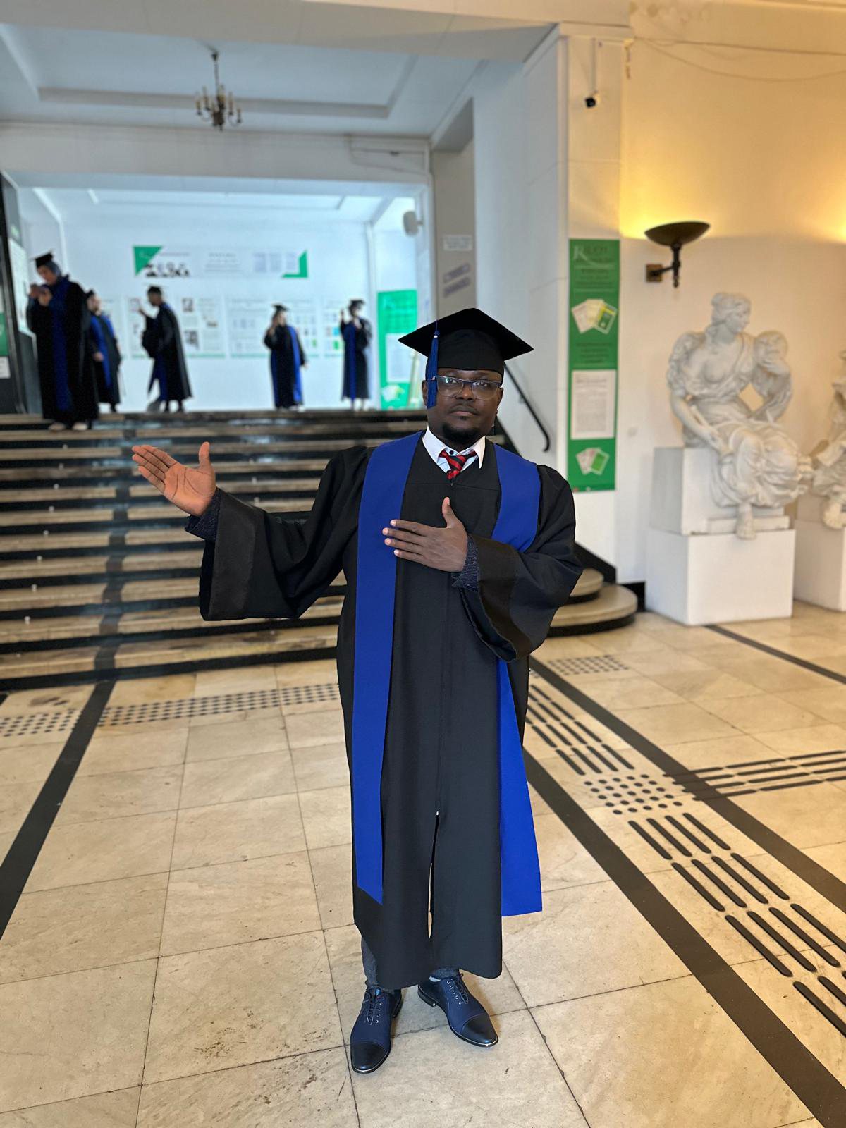 EasyGuide's founder on graduation day, postgraduate study in Europe